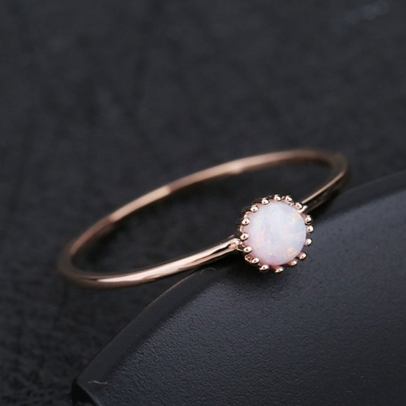 LiveChicStyle Jewelry - Opal Rose Gold Dainty Stone Ring
